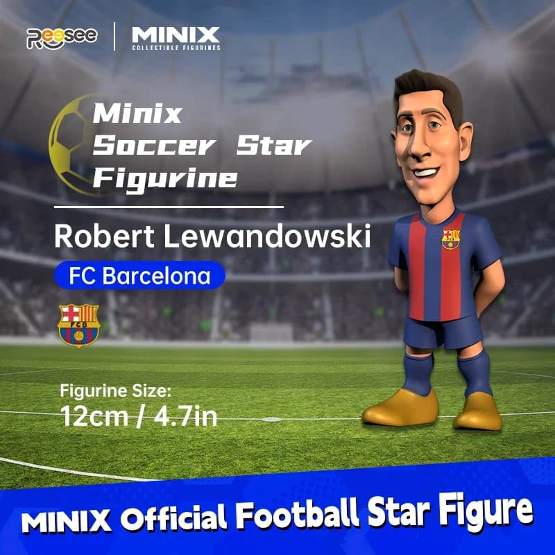 MINIX Robert Lewandowski 12cm FC Barcelona Football Player Doll La Liga Soccer Toy Birthday Gift for Boys Fans Collection Orname