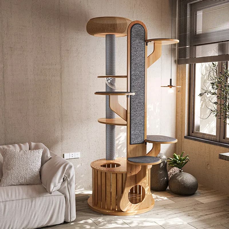 Cat Nest Space Capsule Grinding Claws Scratching Column Jumping Platform Cat Tree Cactus Solid Wood Cat Climbing Frame