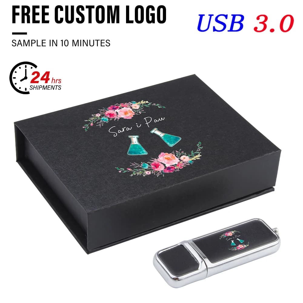 JASTER Chiavetta USB 3.0 ad Alta Velocità 128GB con Logo Personalizzabile Gratuito, Penna USB in Pelle 64GB, Regalo Creativo 32GB, U Disk 16GB