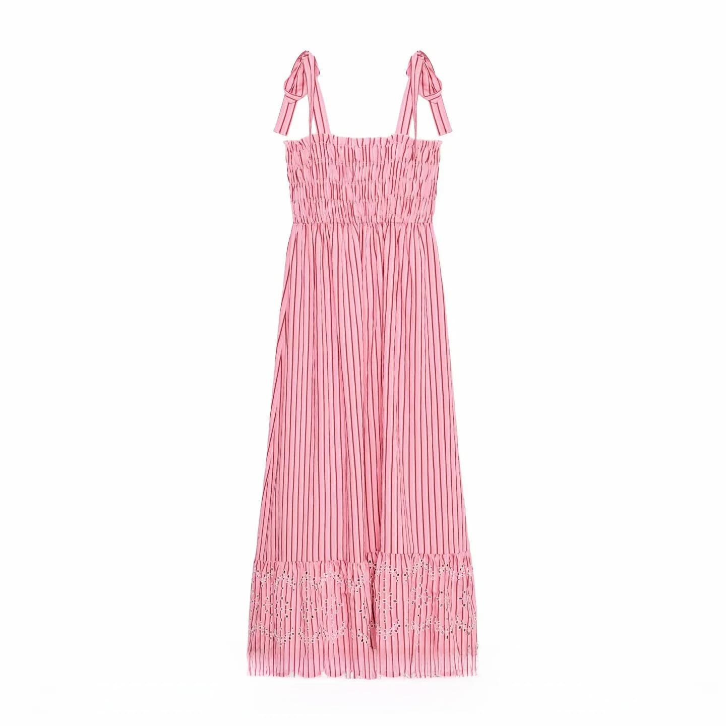 New 2026 Summer Women's Dress Midi Strap Elastic Honeycomb Knot Cotton Casual A-Line Skirt Style Fashionable Dress