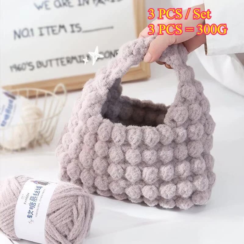 3PCS 300g Soft Bulky Yarn Crochet Knitting Yarn For DIY Craft Supplies For Bag Scarf Hat Sweater Hook 5mm Handmade Fluffy Yarn