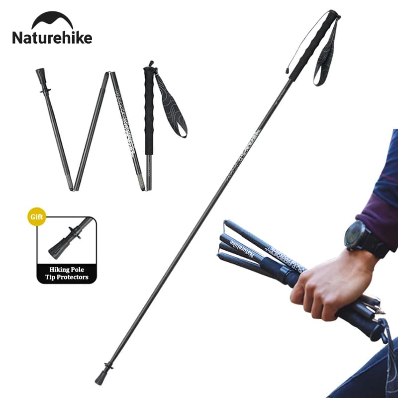 Naturehike folding lightweight trekking stick with quick block Carbon fiber portable trek stick for camping sticks