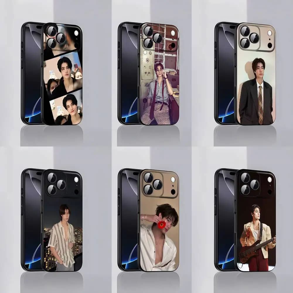P-Phuwin A-Actor Tangsakyuen Cover Nera per iPhone 17, 16, 15, 14, 13, 12, 11, Pro, Max, Plus, E, SE4, Air, Mini