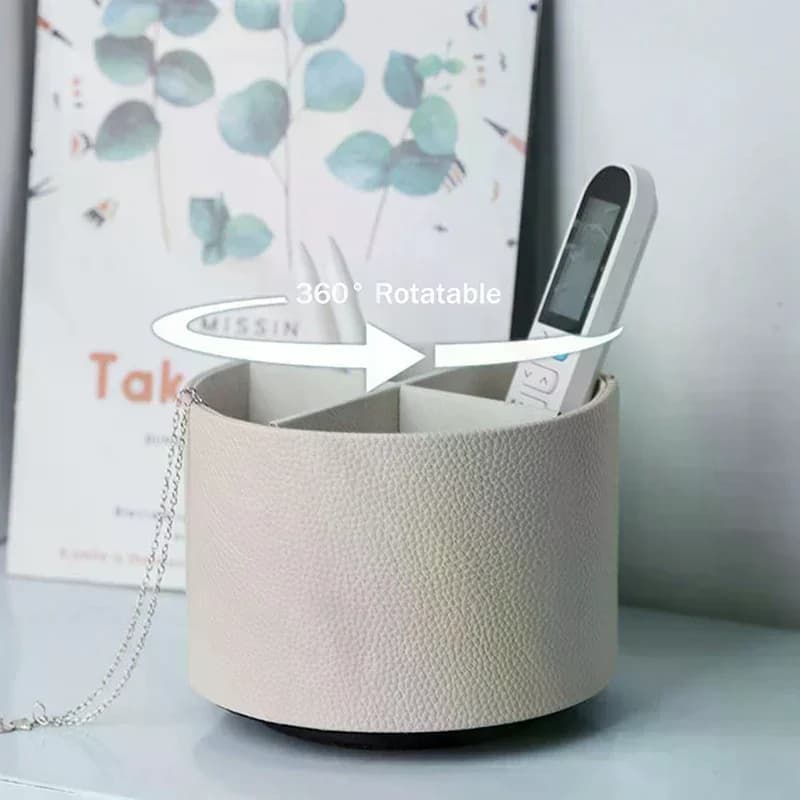 Scatola portaoggetti in pelle da tavolo girevole Yike in stile nordico, portaoggetti per pennelli per trucco, portapenne per ufficio, decorazione per la casa