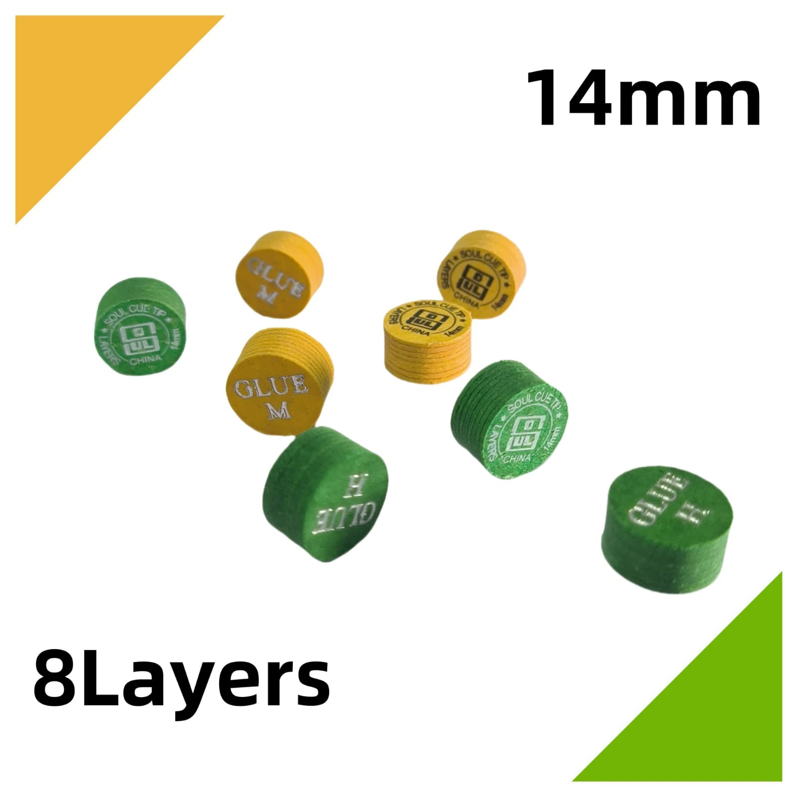 2/1PCS 14mm Punte per stecche da biliardo 8 strati Durezza M/H per punte da biliardo Soul Cue Head Snooker