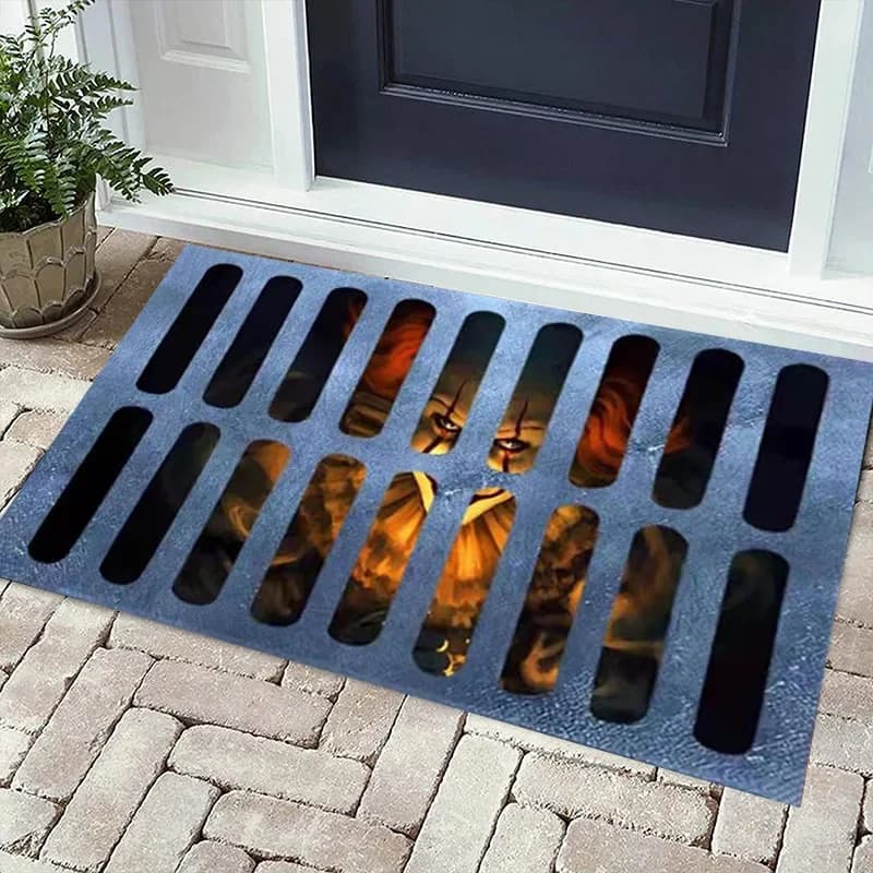 Halloween 3D Manhole Copertura Horror Zerbino Tappeto di Halloween Trappola da clown Visione Zerbino Cucina Bagno Camera da letto Tappetini decorativi