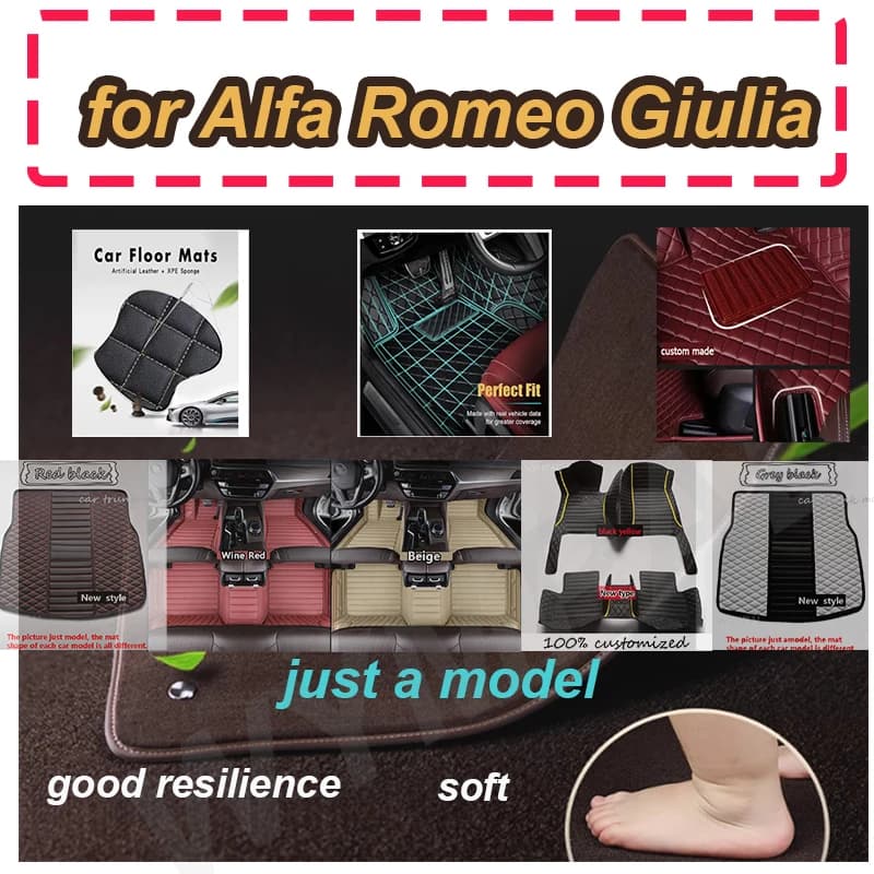 LUXURI Tappetini per auto Tappeti per Alfa Romeo Giulia 2021 2020 2019 2018 2017 Tappetini per auto