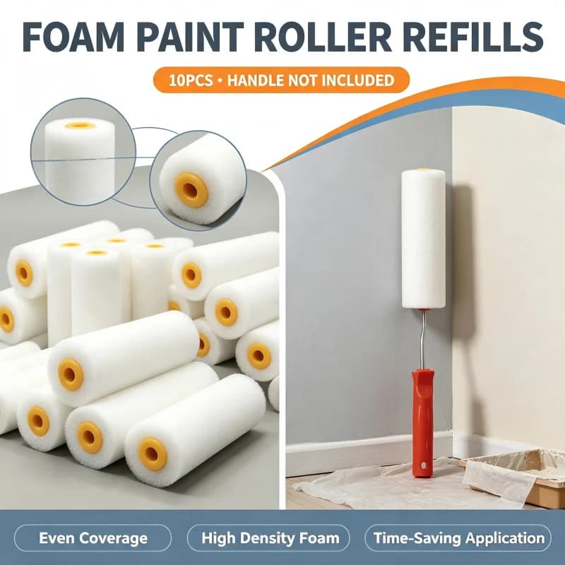 10 Pack 4 Inch Mini Foam Paint Roller Covers, Small Foam Rollers for Cabinet Door Wall Painting, Smooth Bubble‑Free Finish