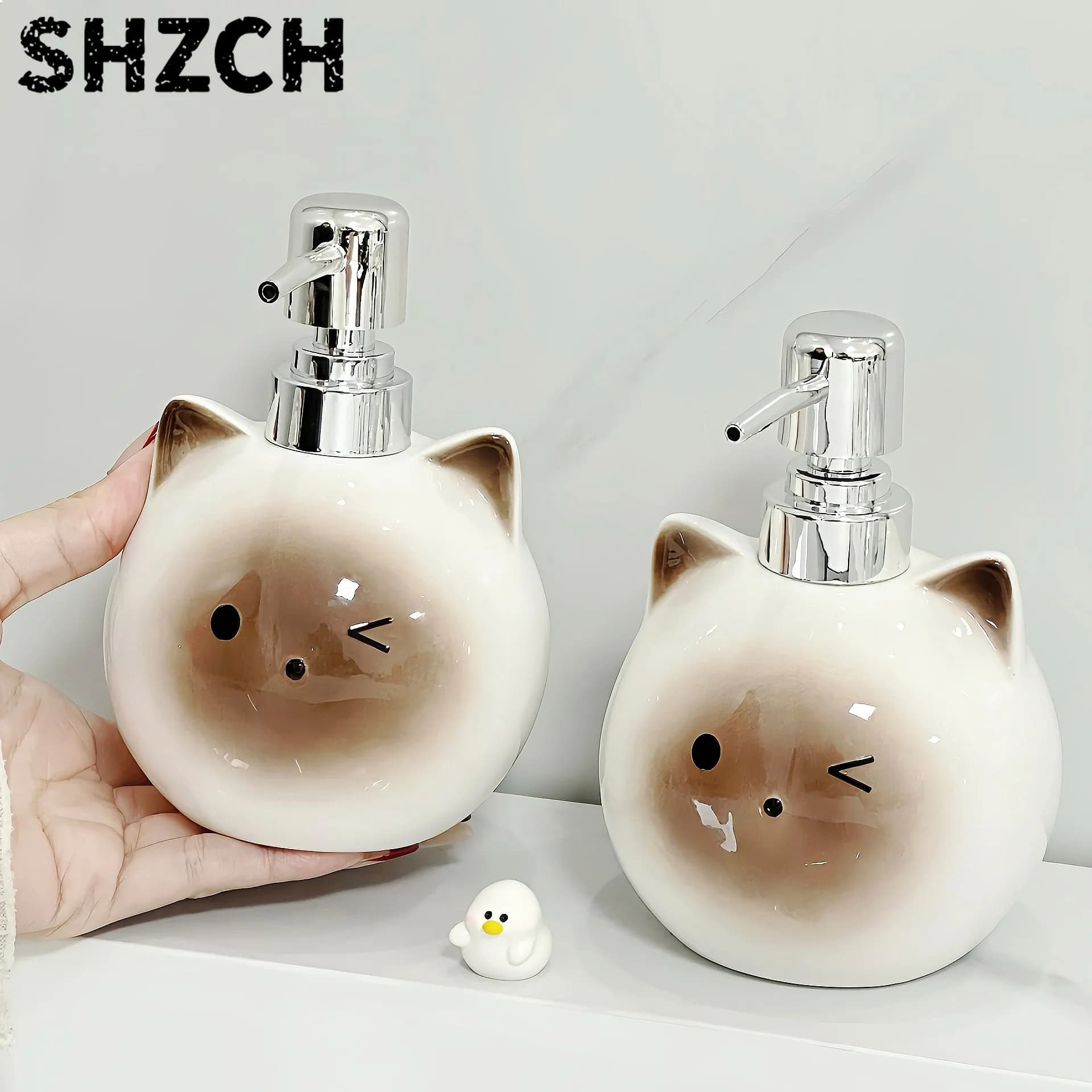 Ceramic Hand Sanitizer Dispenser Bottle for Bathroom Counter Press Soap Dispenser Lovely Lotion