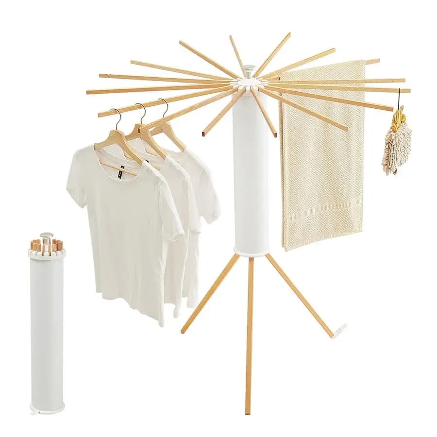 Tripod coat rack, portable and foldable space saving clothes rack, ground rack for clothes