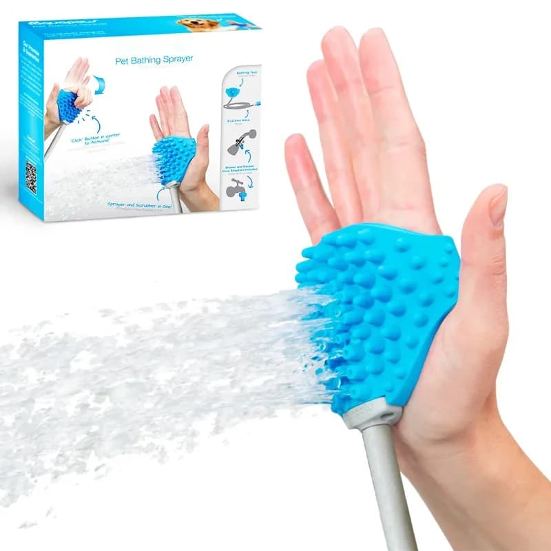 Dog Bath Brush Sprayer and Scrubber Tool in One - Indoor Outdoor Dog Bathing Supplies Pet Grooming for Dogs or Cats