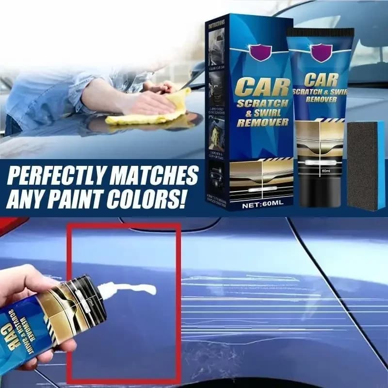 Cera Lucidante per Riparazione Graffi Auto, Spugna e Crema Composta per Carrozzeria, Rimuovi Graffi 15/60ml