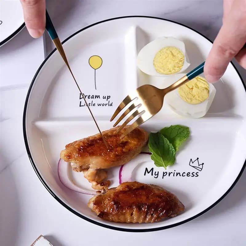 1pc Ration dish divided dish kitchen reduce dish fat dish breakfast dishes weight loss for children underwired quantity