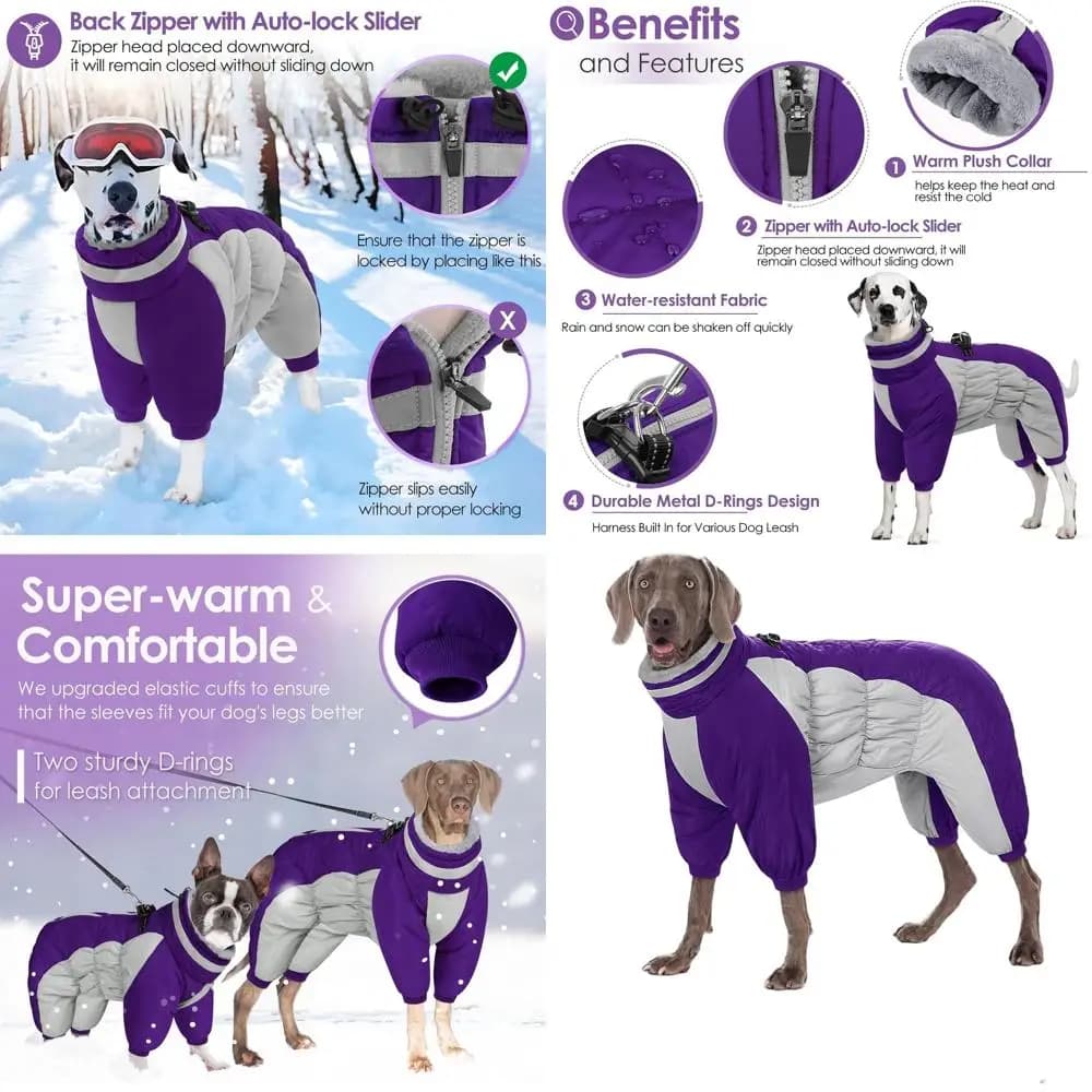 Cappotto Invernale Caldo per Cani con Imbracatura Integrata, Riflettente, in Pile per Animali di Piccola e Grande Taglia