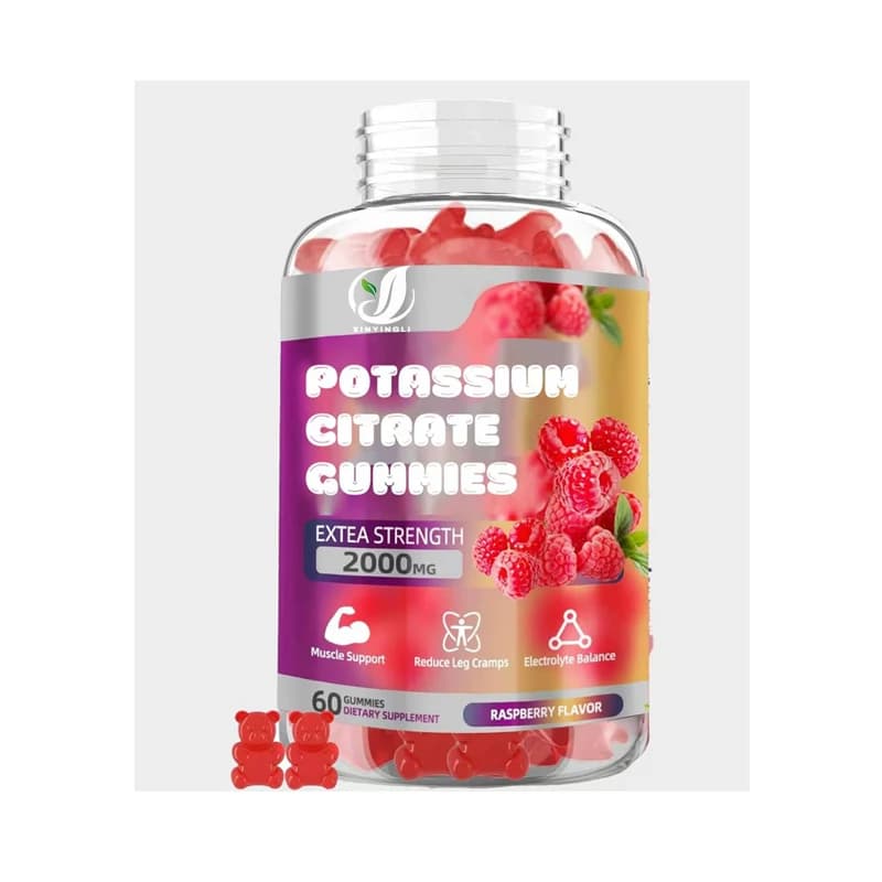 2000 Milligrams of Potassium Citrate Gummies, A Potassium Supplement Containing Magnesium Glycinate and Vitamin C D3