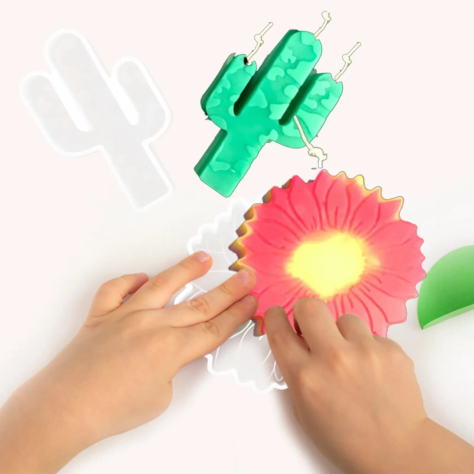 Set di 2 Stampi in Silicone con Motivi Vegetali, Stampi DIY per Sapone Profumato e Cubetti di Ghiaccio, Facili da Sformare, per Lavori Artigianali