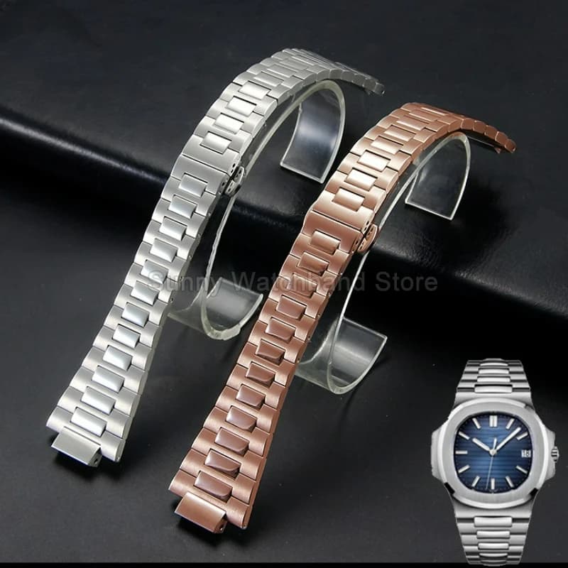 Bracciale ipoallergenico in acciaio inossidabile con interfaccia speciale per PATEK PHILIPPE Nautilus 5726 5740 5811 5980 5990 Argento 13x25