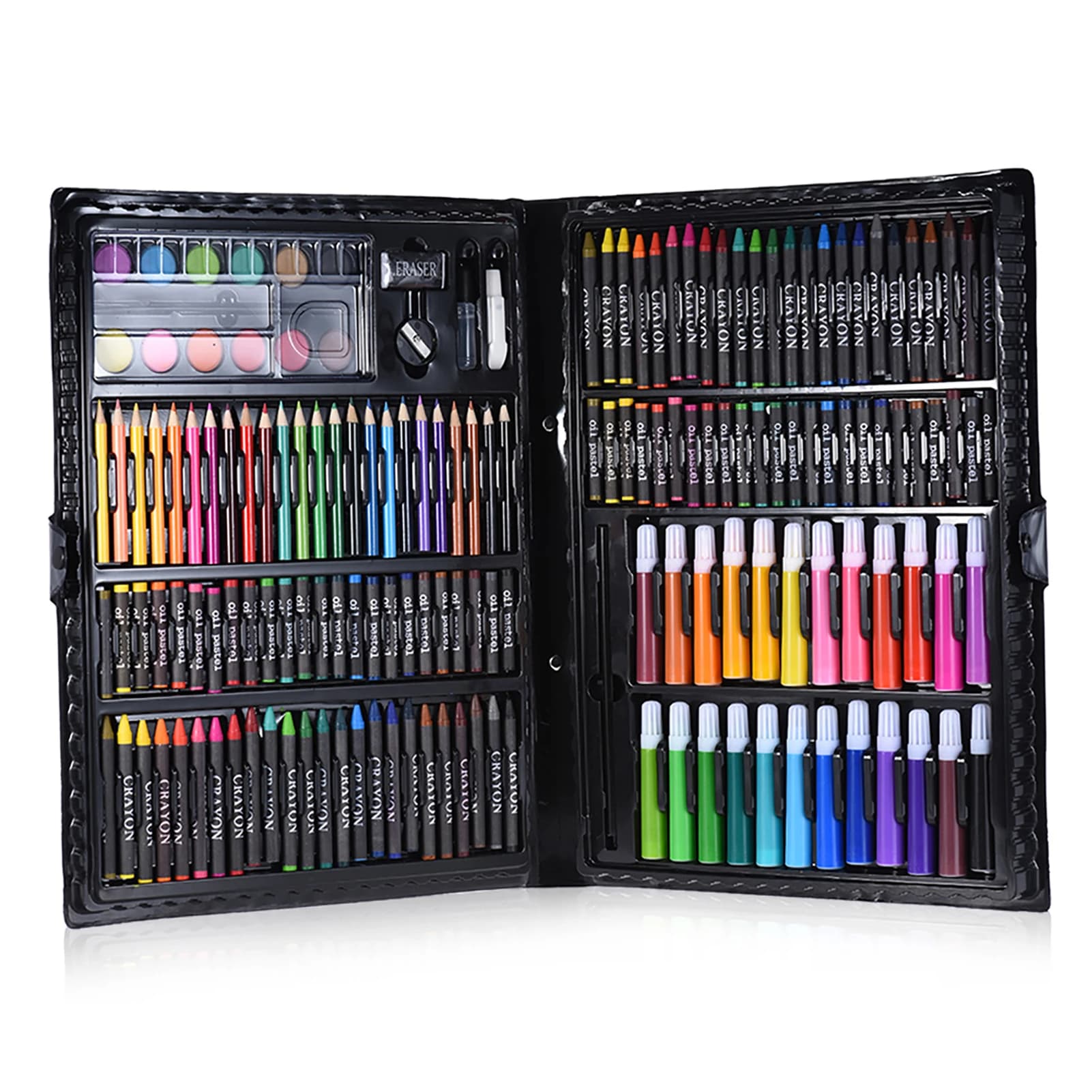 168pcs Drawing Pen Art Set Kit Painting Sketching Color Pencils Crayon Oil Pastel Water Color Glue with Case for Children Kids