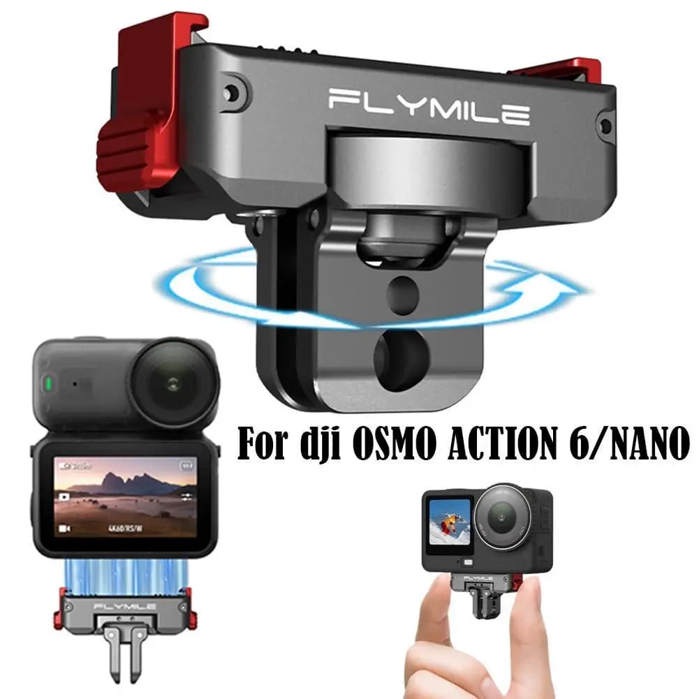 Quick Hook Magnetic Base for DJI OSMO ACTION 6/NANO, Metal Rotating Adapter, Support with Two Articles, Expansion Accessories