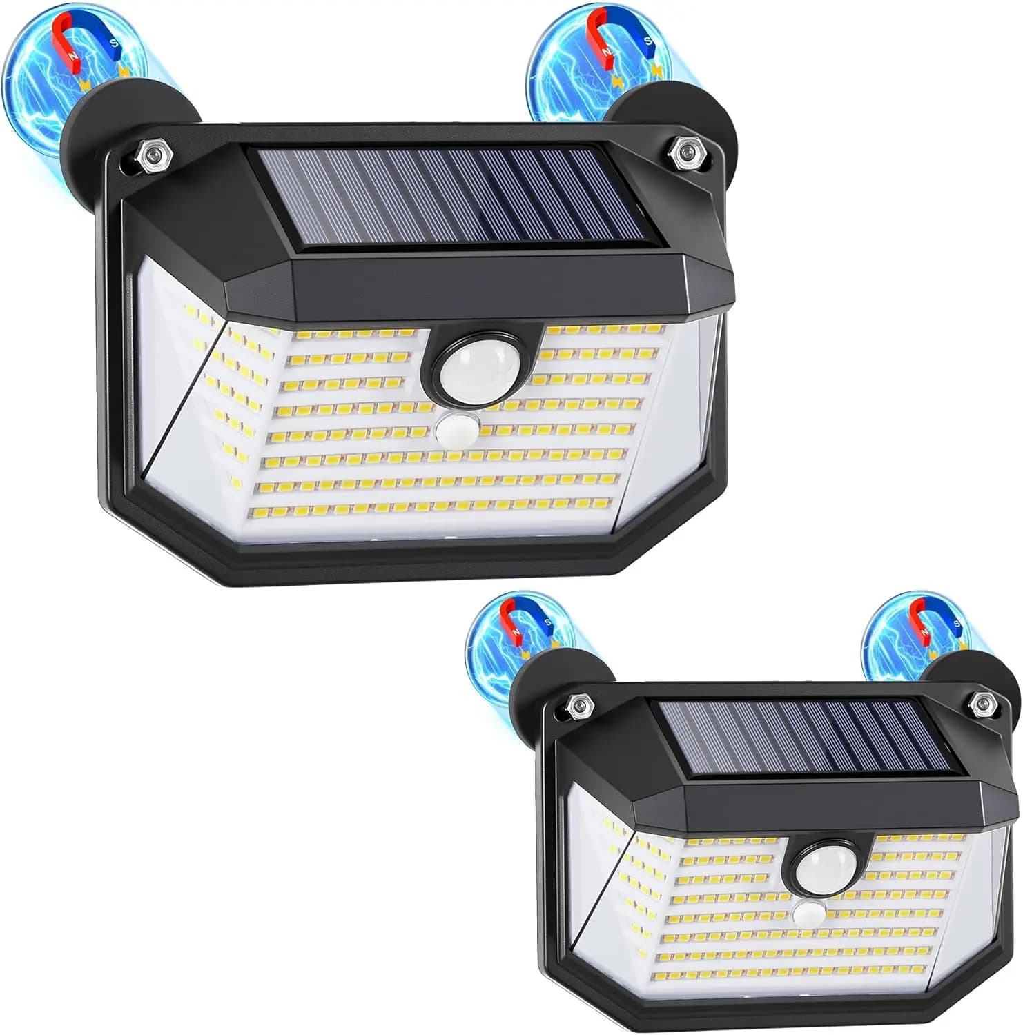 Luci solari magnetiche per camper da esterno con 178 LED, luce per portico camper ultra-luminosa da 800LM con sensore di movimento, (confezione da 2)