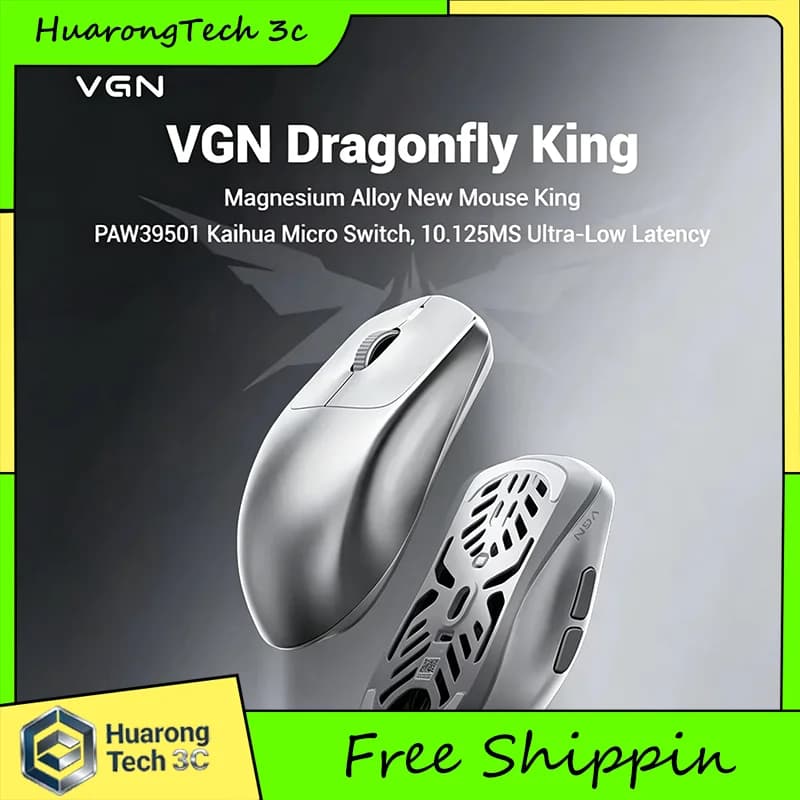 VGN Dragonfly King 2.4G Wireless Mouse Custom 54g Lightweight PAW3950 Sensor 0.125ms Ergonomics for Gaming Keyboard Accessories