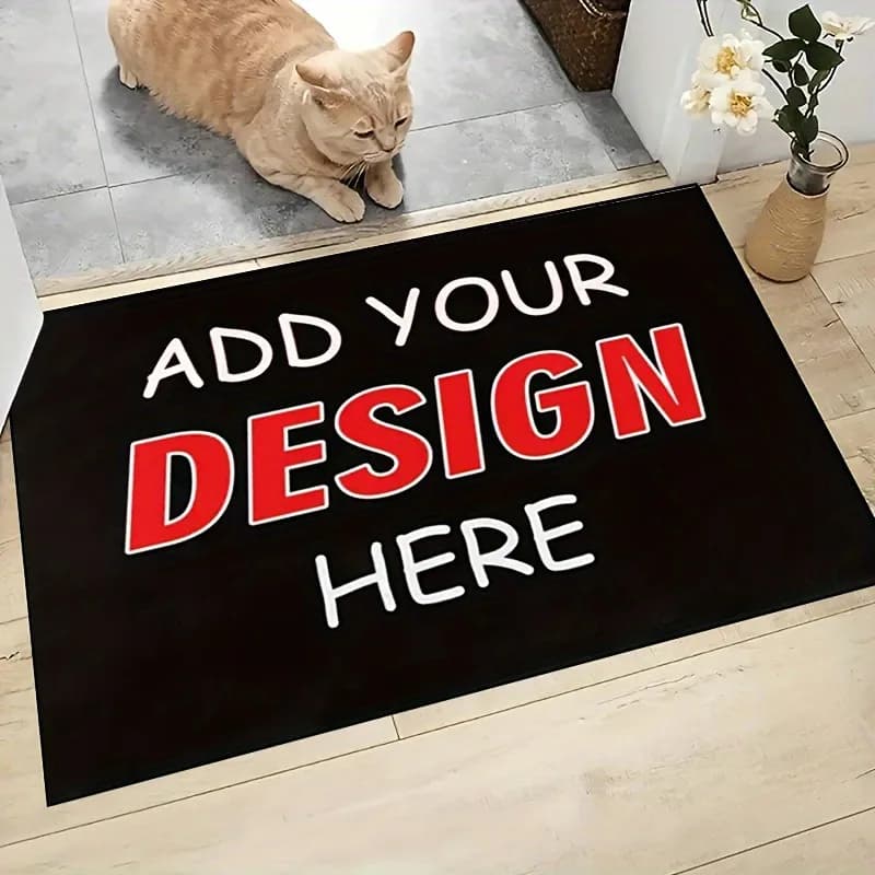 Entrance Doormat Flannel Custom Print Non-Slip Personalized Photo Text Rectangle Multi Sizes Front Door Housewarming Gift