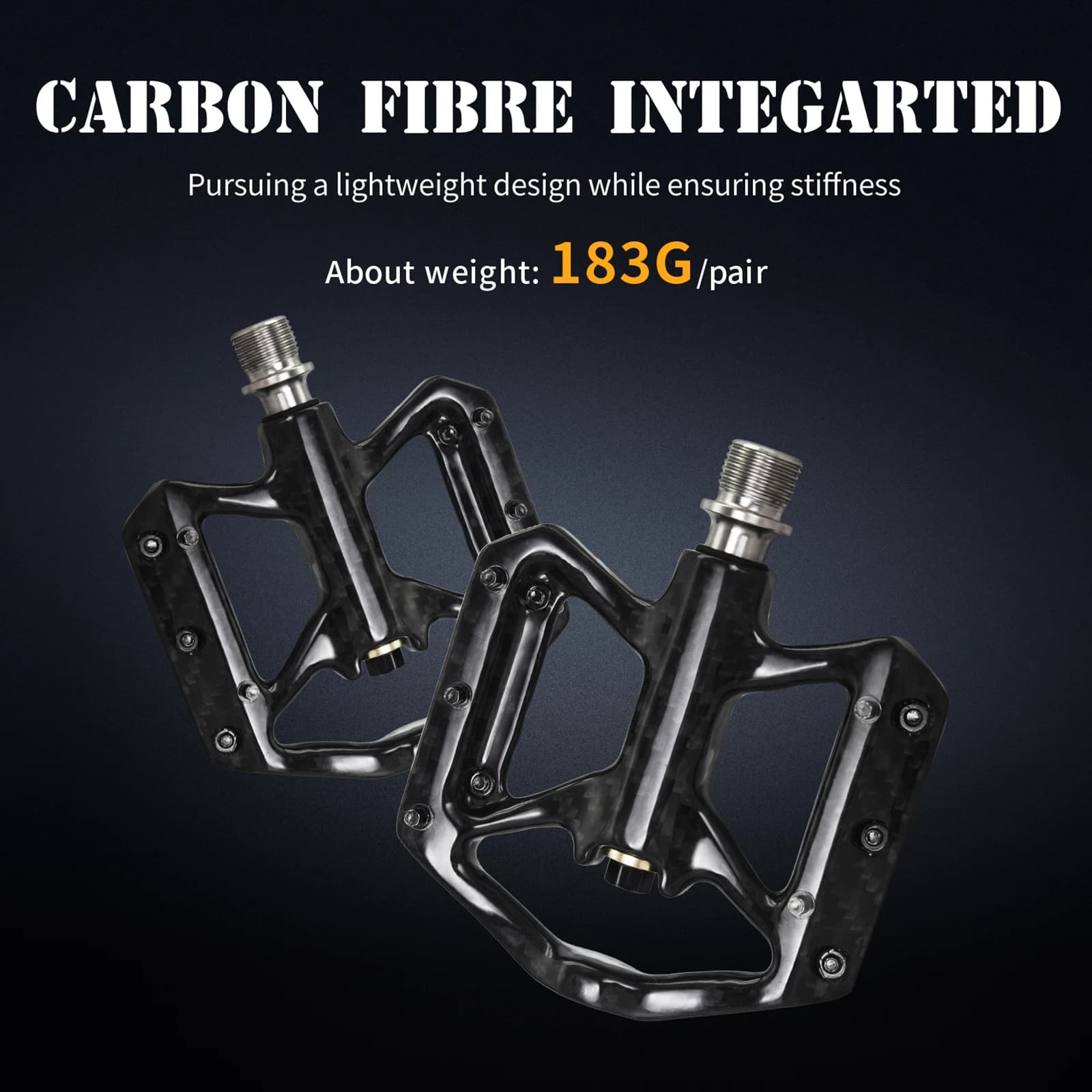 Ultra-light carbon fiber flat pedals for mountain bike Bearing system anti-slip design for descent Bike pedals Light pedal for bike