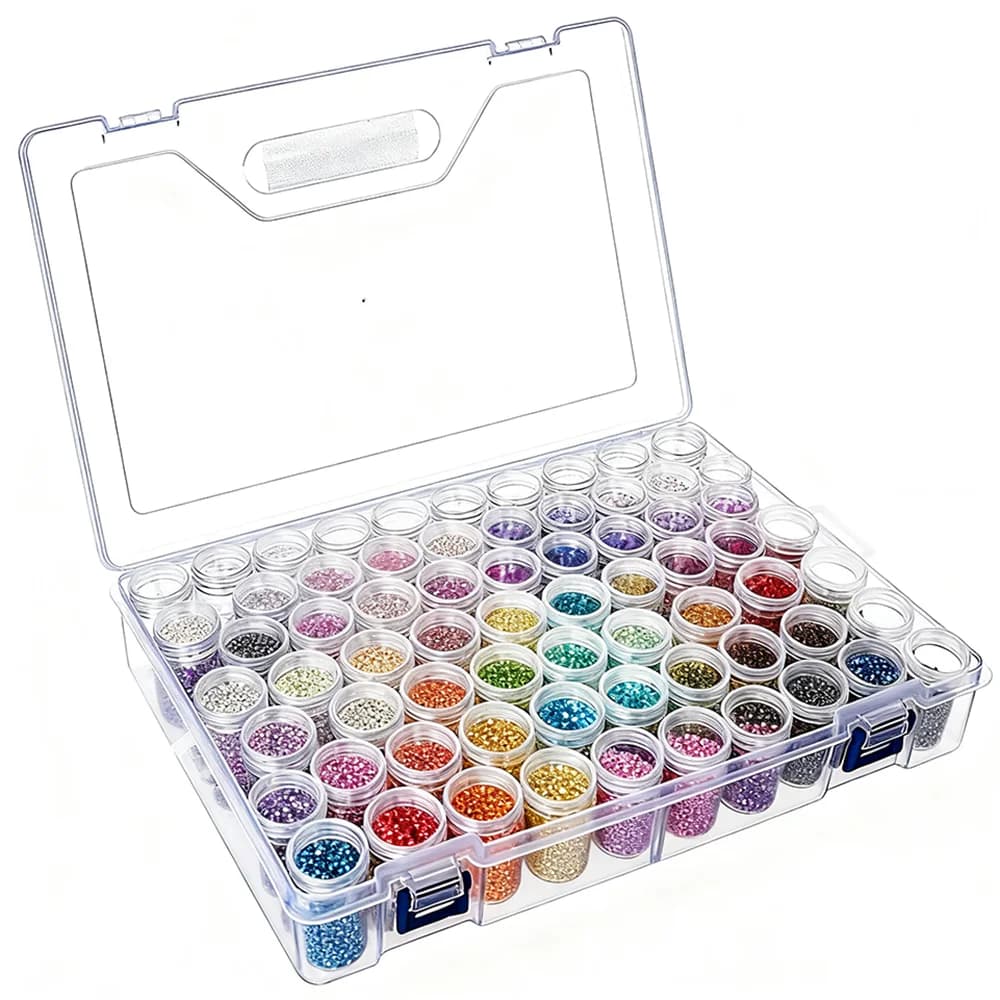 Scatola portaoggetti per ricamo con pittura diamante fai da te da 80 griglie, contenitore portaoggetti per mosaico con strass per gioielli, scatola portaoggetti multifunzionale