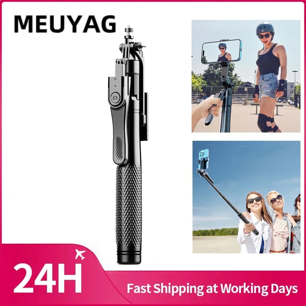 MEUYAG Selfie Stick Treppiede esteso Bluetooth wireless da 2150 mm con otturatore remoto per cellulare Android IOS Luce opzionale