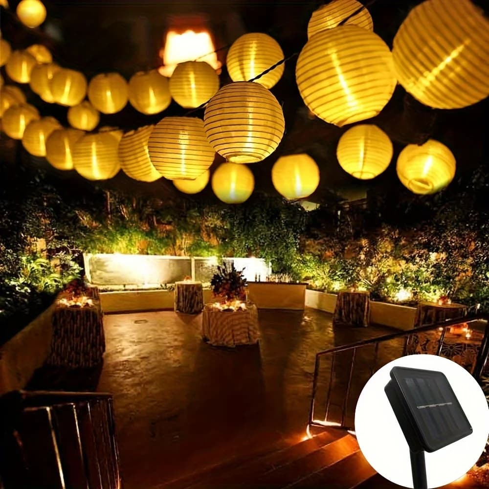 Catena di Luci Solari a LED Impermeabili per Esterni, Ghirlanda Luminosa con 8 Modalità, Luce Bianca Calda IP65, da Crepuscolo all'Alba, per Natale, Matrimoni e Feste