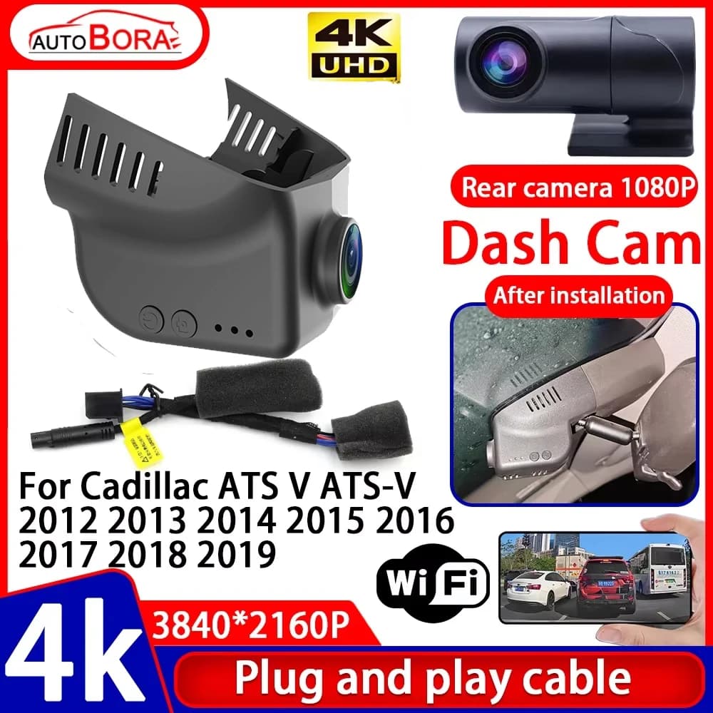 Video Recorder with Night Vision 4K Plug and Play, Dash Cam for Auto Cadillac ATS V ATS-V 2012-2019