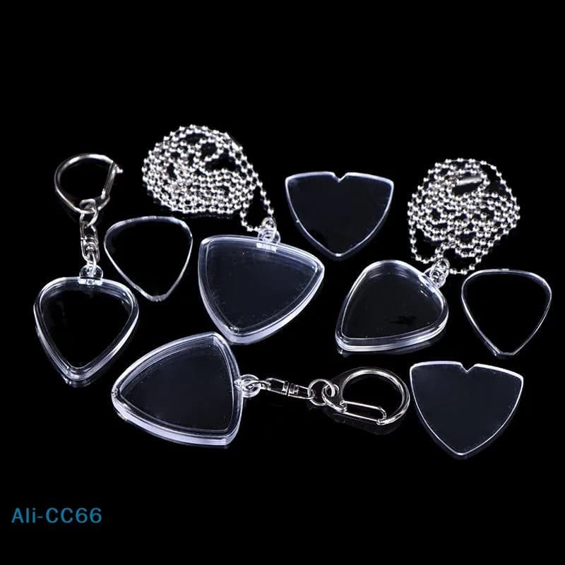 【M】Scatola per la raccolta di plettri per chitarra, portaoggetti per chitarristi, custodia trasparente per portachiavi, custodia per plettri a forma di cuore, accessori musicali