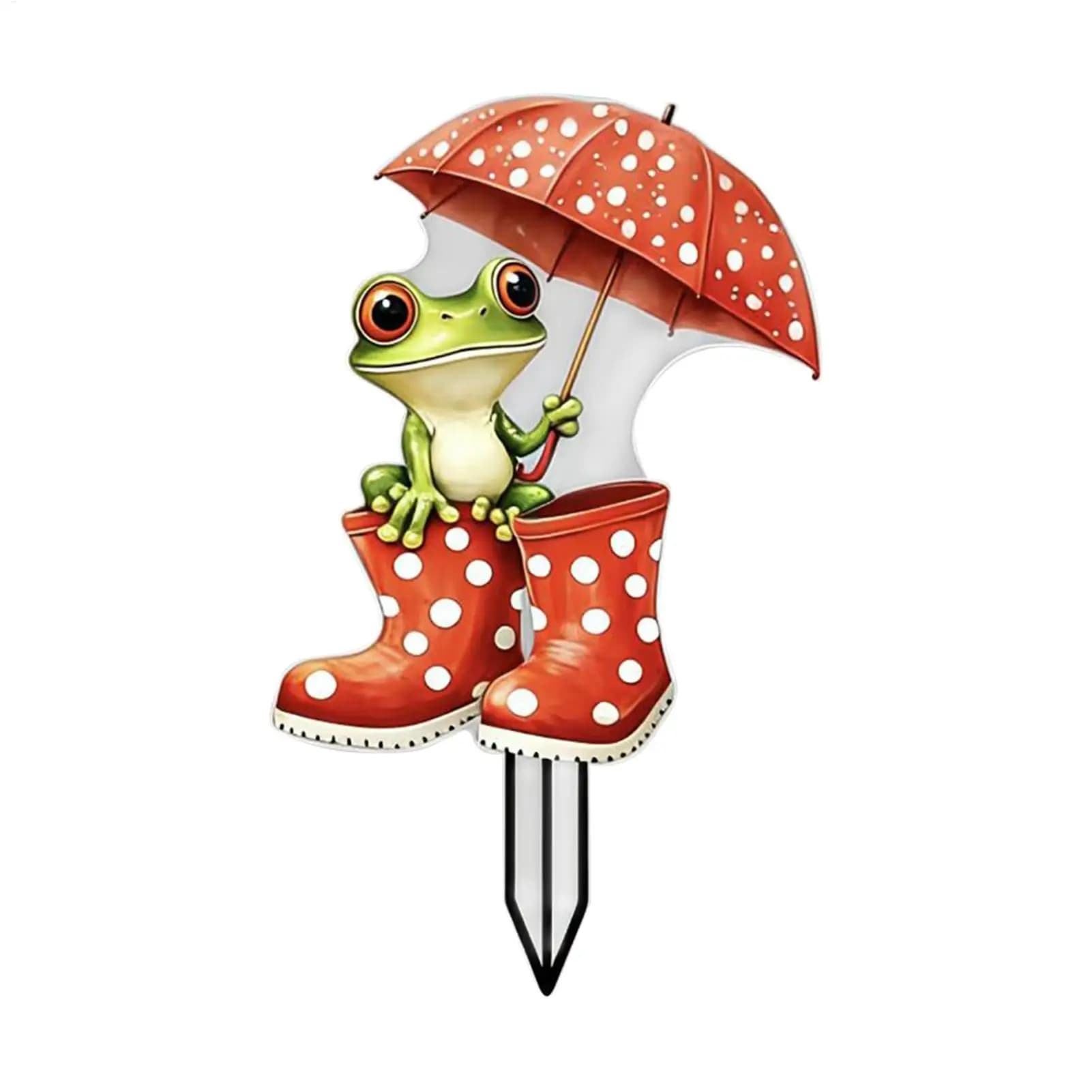 Cute Acrylic Frog Topper Outdoor Frog Fence Topper Cute 2d Flat Acrylic Decorative Potted Plants Yard Sign Garden Frog stake