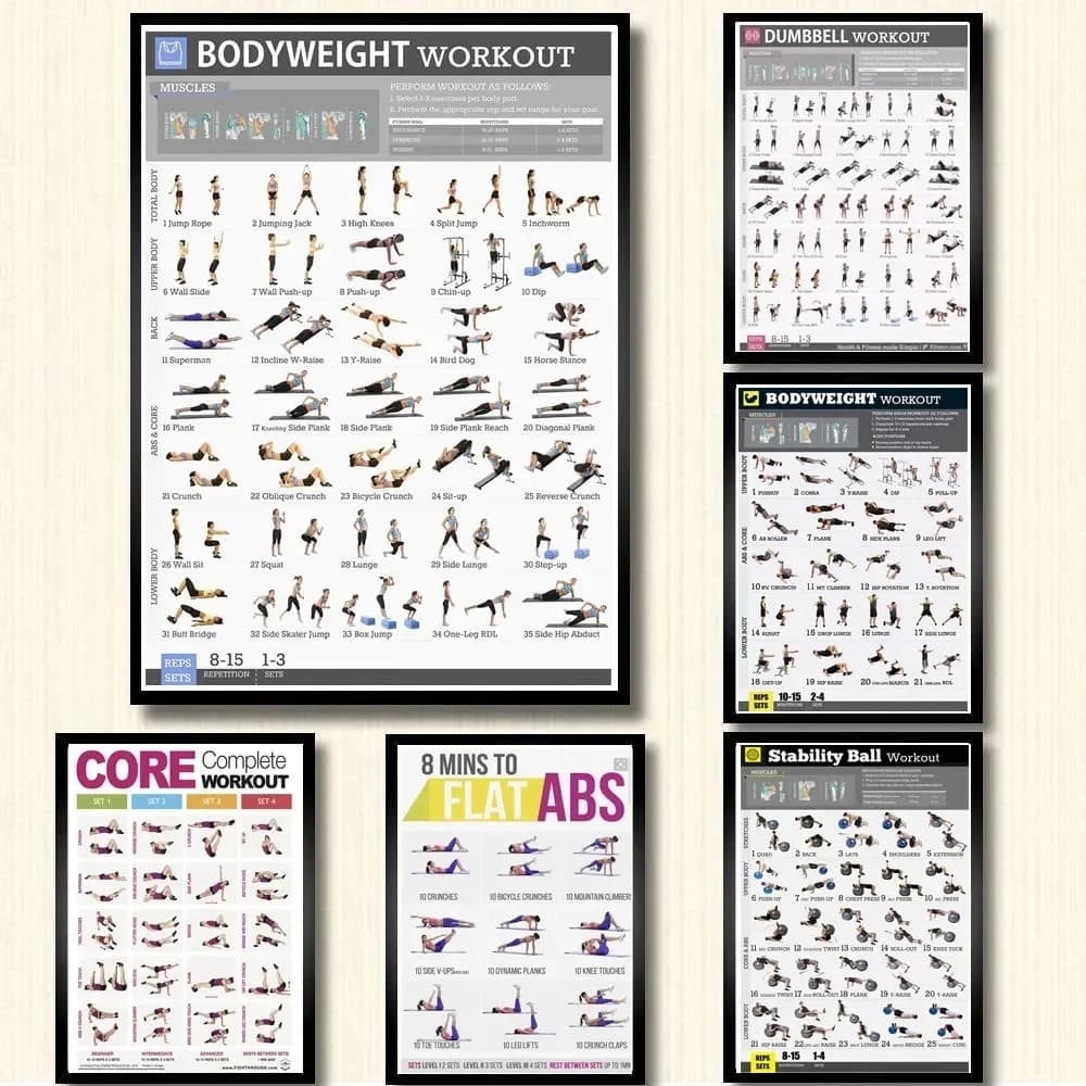 Manubri Training Bodybuilding Exercise Heavyweight Chart Yoga PALESTRA Poster Stampe Wall Art Canvas Painting Room Home Decor