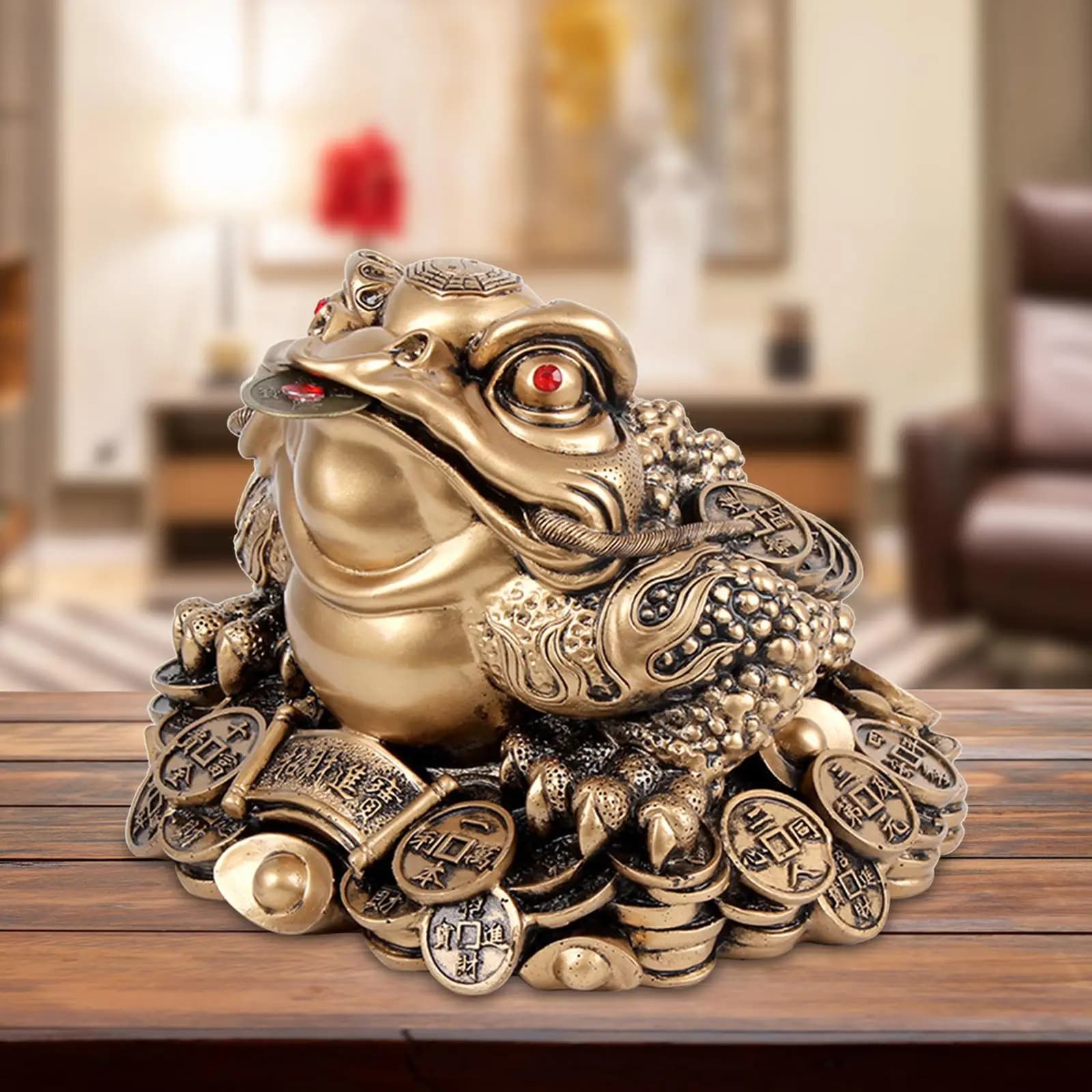 Feng Shui ricchezza Fortune Toad Figurine scultura da tavolo decorazione da scrivania rospo a tre gambe per regalo di riscaldamento della casa squisito