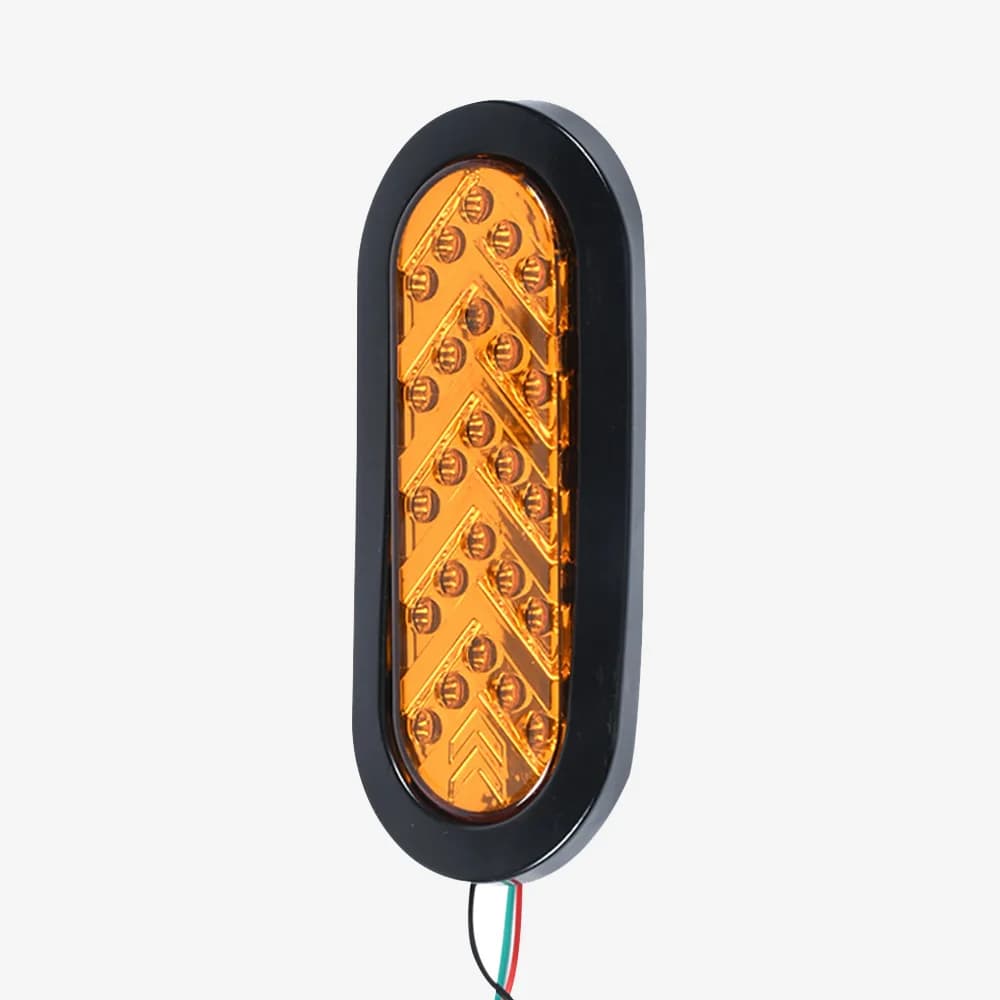 12-24V 1PC Car Tail Lights Turn Signals Light 25LED Lamp Truck Trailer Amber Arrows Style Flowing Water Oval Tail Light 6 Inch