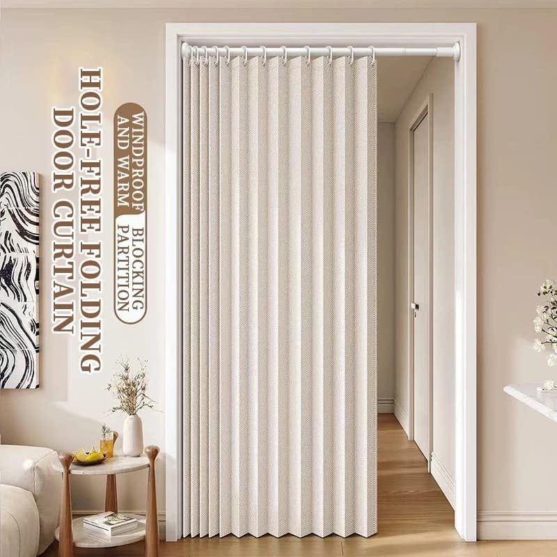 Tenda per porta pieghevole elegante ed elegante, design senza punzonatura, decorazioni per la casa, privacy, migliore partizione dello spazio