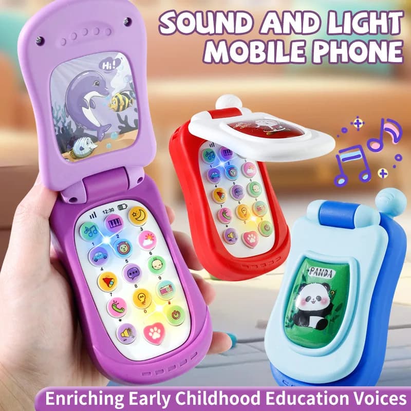 Puzzle prima educazione musica telefono cellulare simulazione cartone animato flip phone giocattolo per bambini 61 regalo per bambini inglese