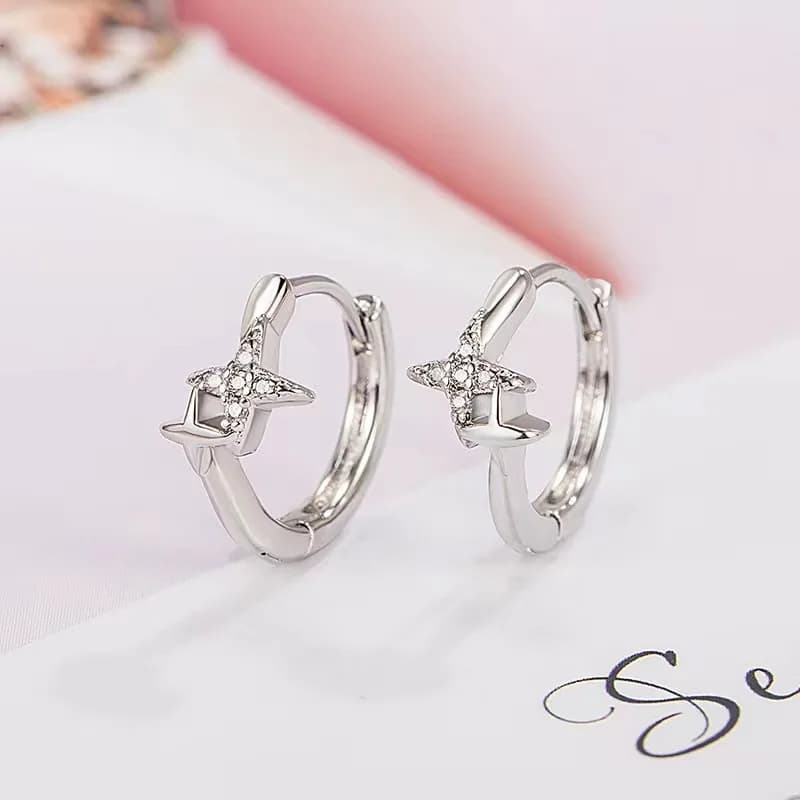New Arrival Cross Star Hoop Earrings, Minimalist Elegant Design, Tiny Delicate High-End Texture Mango Star Earrings Jewelry