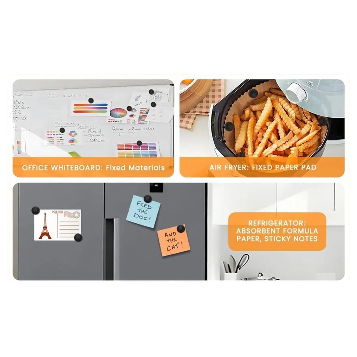(A64E) Set of 8 Silicone Covers for Air Fryer with Magnetic closure for Oven Card, for a Safe and Efficient Cooking