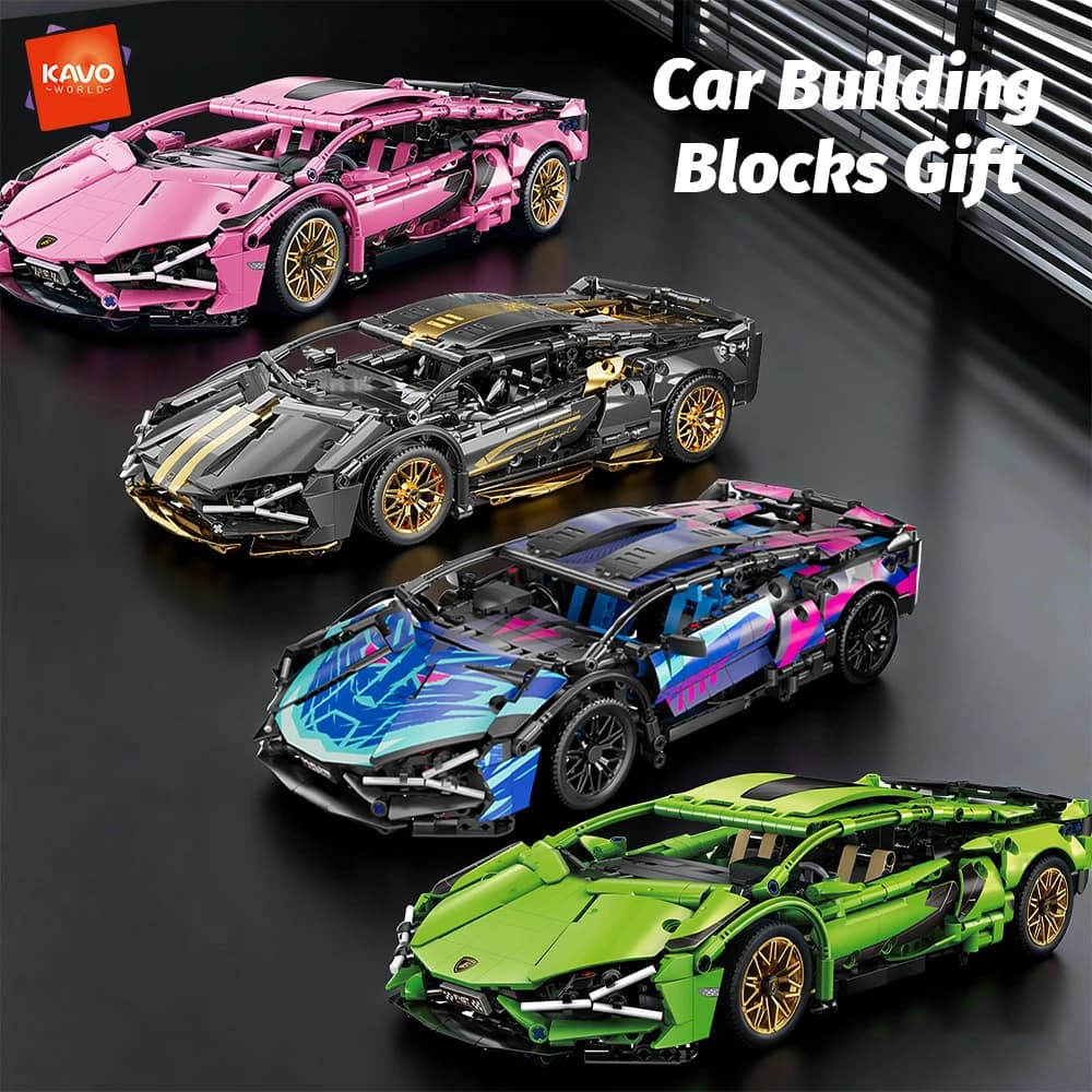 KAVOWORLD Set di Costruzioni Auto da Corsa in Scala 1:8, Modello MOC Fai-da-Te, Kit di Mattoncini per Assemblaggio, Giocattolo per Adolescenti, Decorazione Casa, Regalo di Compleanno