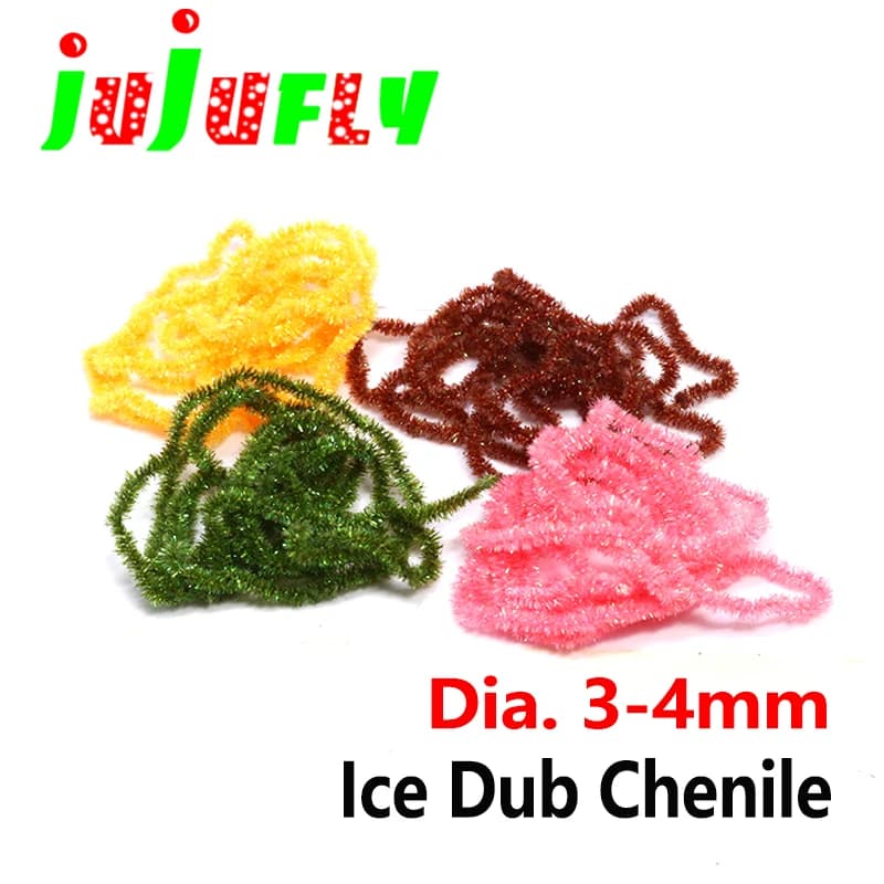 Jujufly caldo 2 metri sottile ghiaccio dub filato di ciniglia ciniglia scintillante perfettamente lanoso bugger mosche legatura materiali mosche esca legatura linea