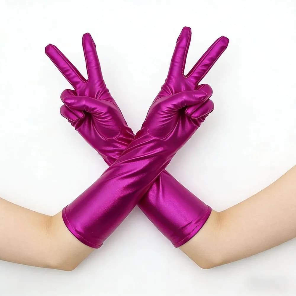 Fashion Solid Color Patent Leather Gloves Shiny Cloth Long Gloves Lolita Elastic Women Mittens Halloween Cosplay