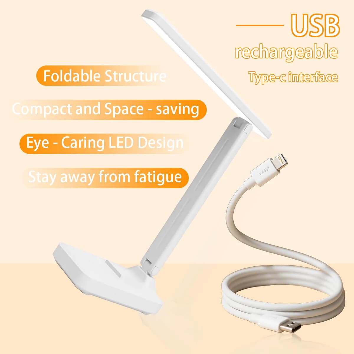 Lampada da scrivania pieghevole a LED, regolazione della temperatura del colore a 3 livelli, controllo touch, lampada da lettura per la protezione degli occhi, luce notturna sul comodino