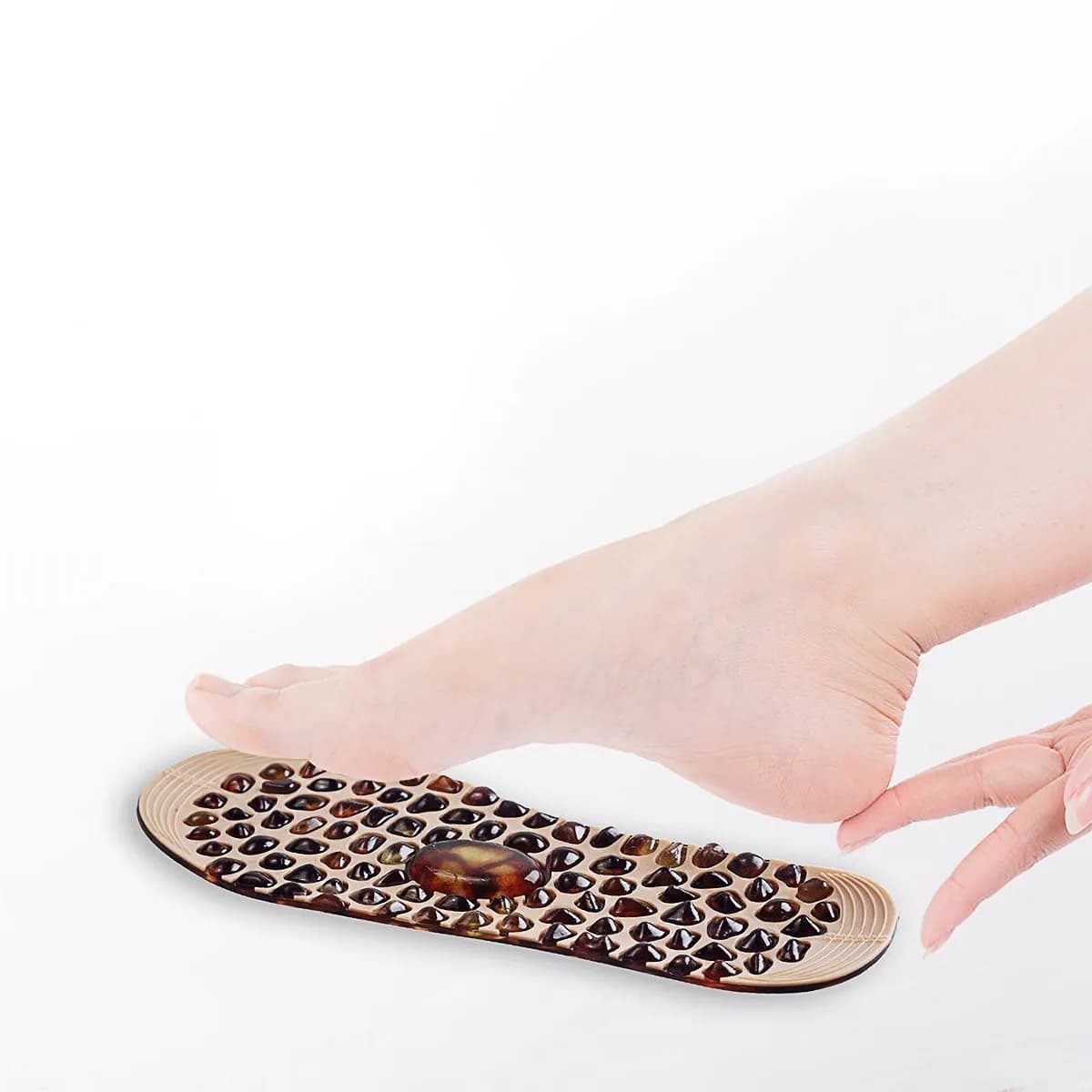 1 paio di solette ergonomiche per massaggio con motivo a ciottoli, leggere, in gomma sicura per la pelle, per alleviare il dolore ai piedi e al corpo