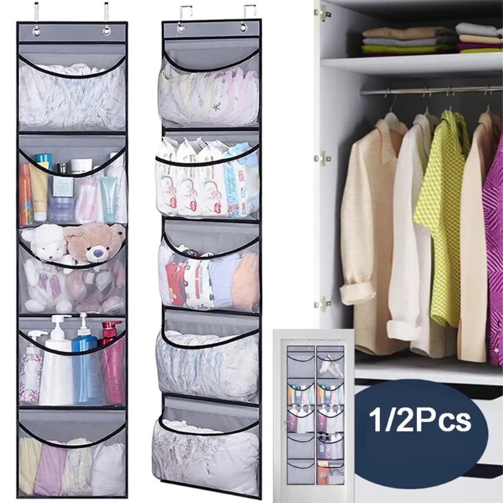 1/2 Pieces Multilayer storage bag to hang behind the door, multifunctional, without drilling, for wardrobe, space saving solution for the back of the door