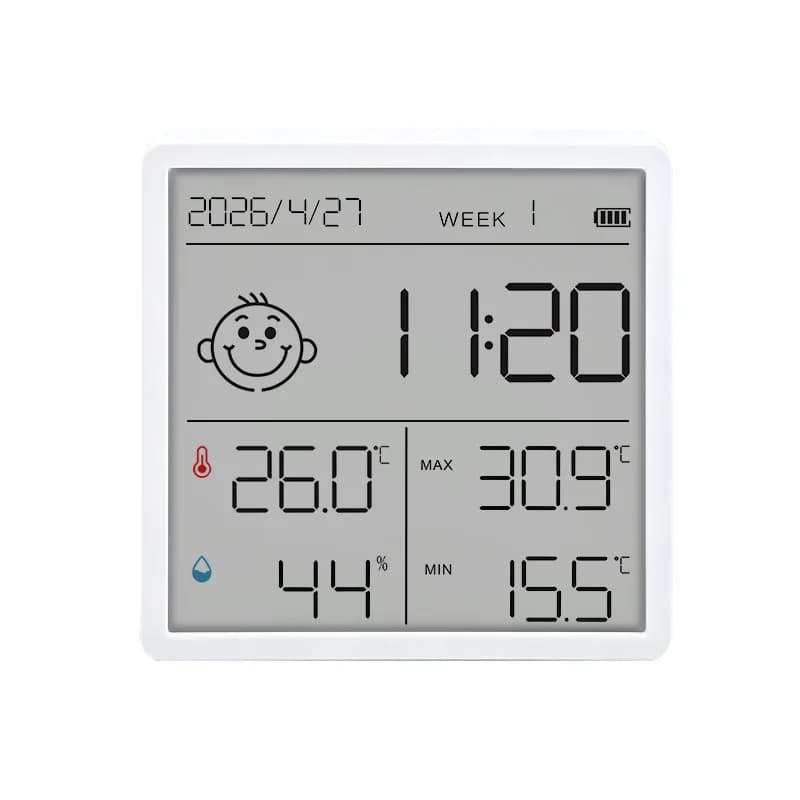 Household Magnetic Thermo Hygrometer Digital Temperature Humidity Meter With Time Display For Indoor Humidity Temperature Meter