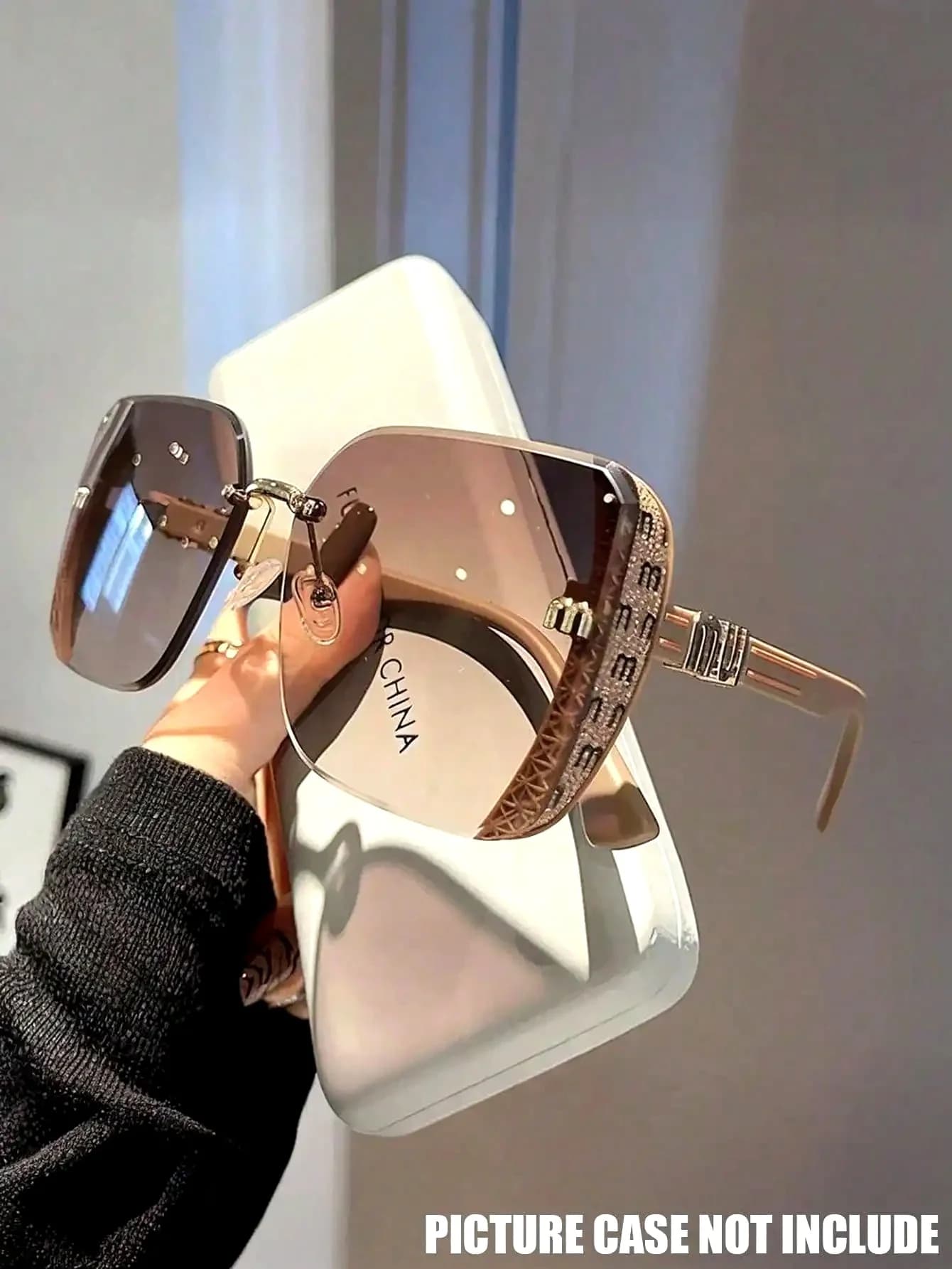 1pc Luxury Square Frame Fashion Glasses, European & American Style Versatile Glasses For Women