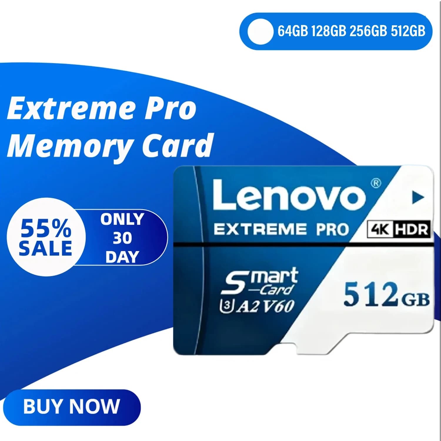 Original Lenovo TF Flash Card Memory Card 64GB 128GB U3 V60 4K Full HD For GoPro Action Camera Micro TF SD Card 256GB 512GB
