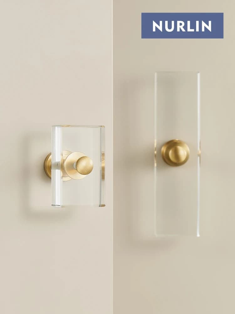 Nurlin Ottone Acrilico Armadietto Cassetto Guardaroba Porta Mobili Maniglia rettangolare Manopole T-bar Pull